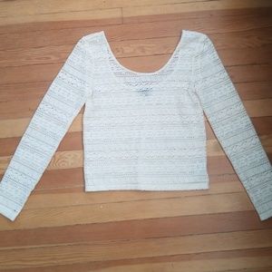 American Eagle Size Medium white Crochet Shirt